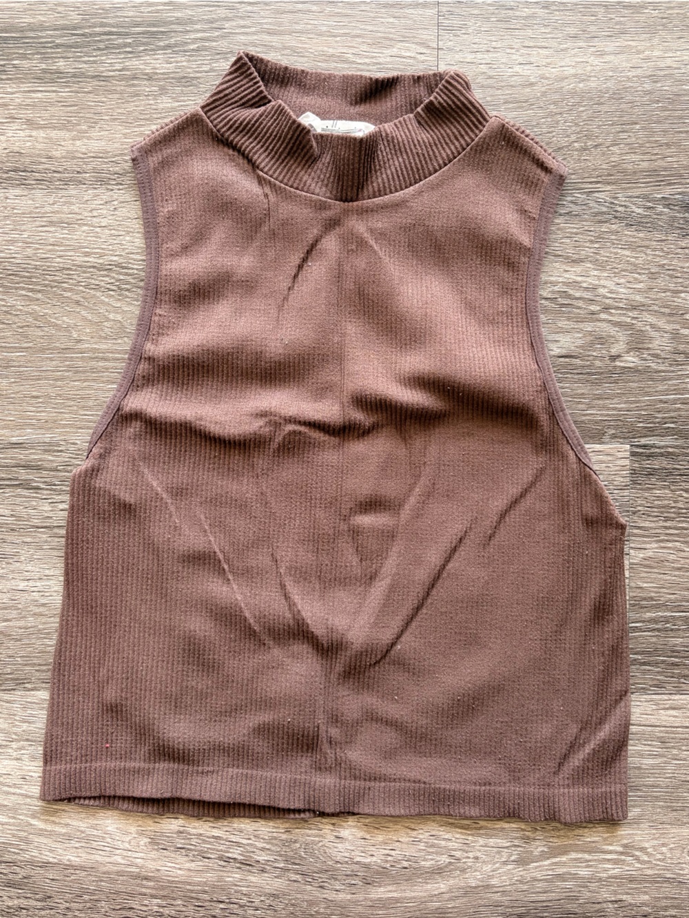 Hippie Rose Brown Ribbed Mock Neck Tank Top